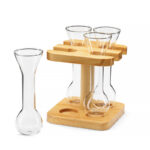 Σετ 4 Μίνι Ποτηριών Μπύρας σε Ξύλινη Βάση - Image 2