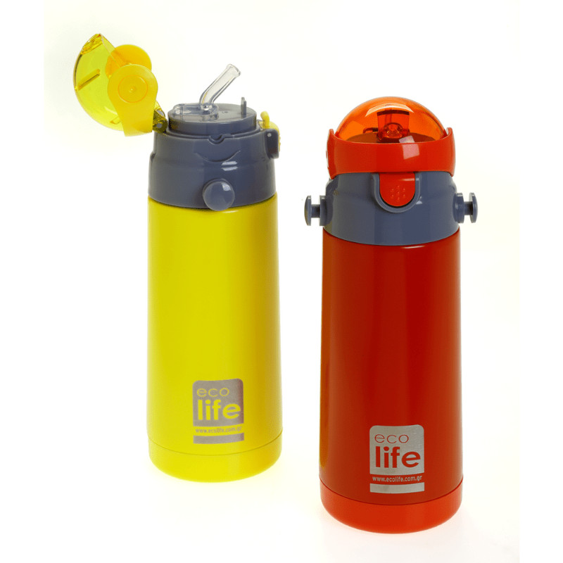 ECOLIFE KIDS YELLOW RED Ανοξείδωτο Παγούρι Θερμός (400 ml) - Image 1