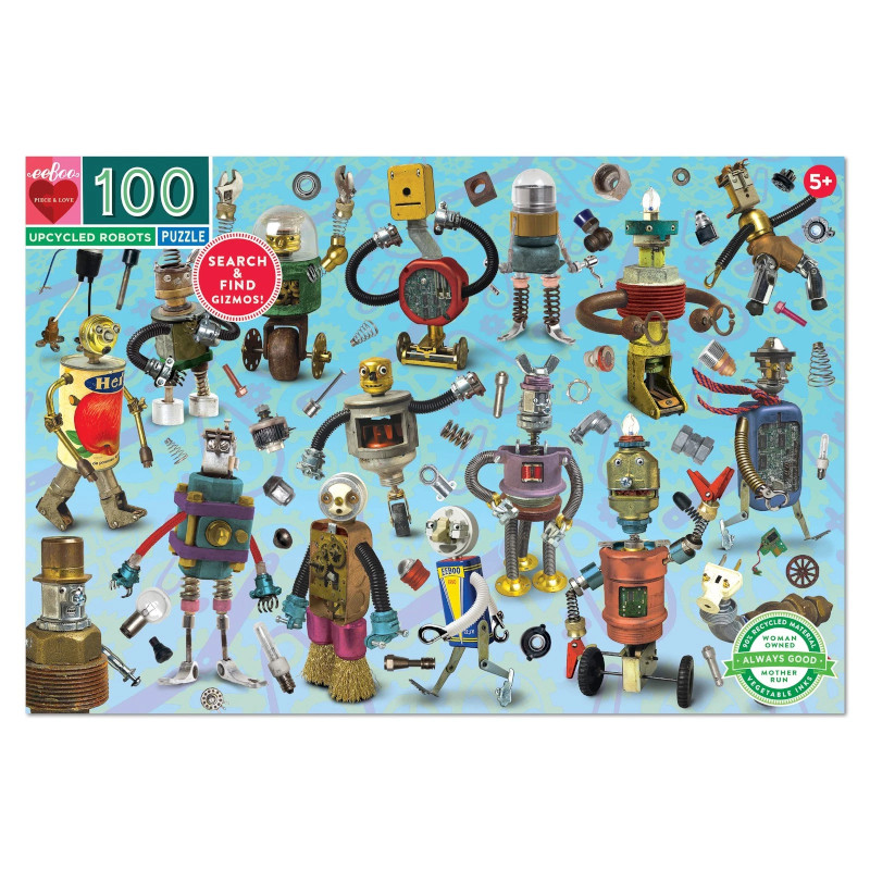 EEBOO ΠΑΖΛ 100ΤΜΧ ROBOTS Παζλ 100 τμχ - Upcycled Robots Search & Find - Image 1