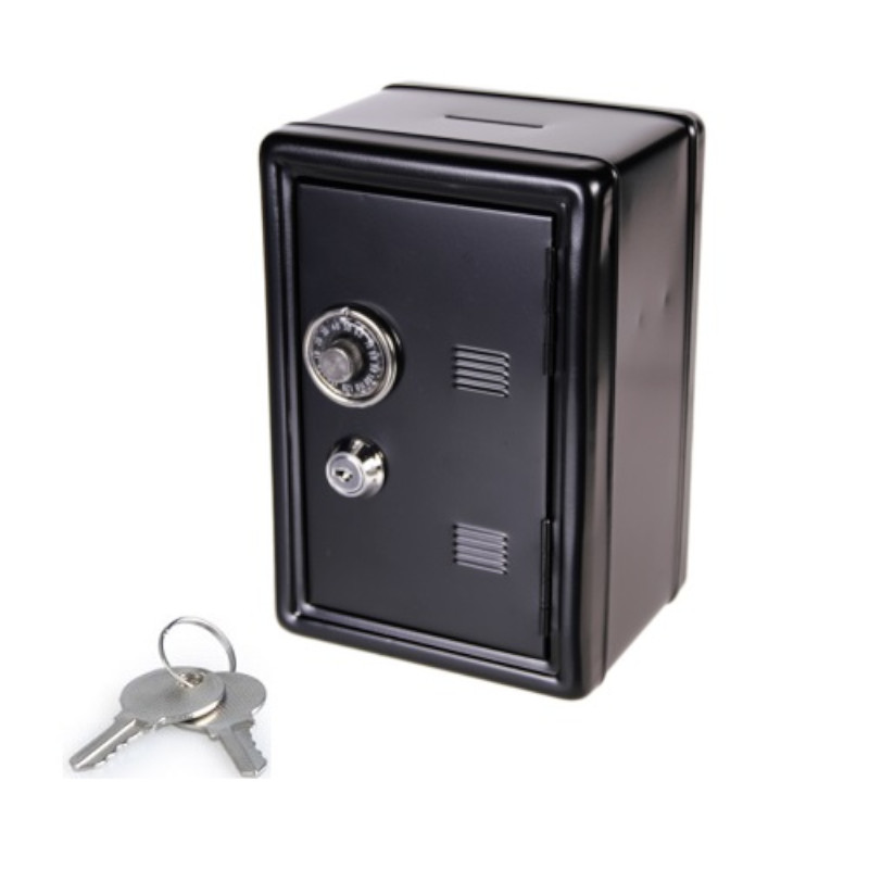 ΜΑΥΡΟΣ ΜΕΤΑΛΛΙΚΟΣ ΚΟΥΜΠΑΡΑΣ Μεταλλικός Κουμπαράς με Κλειδί - Image 1