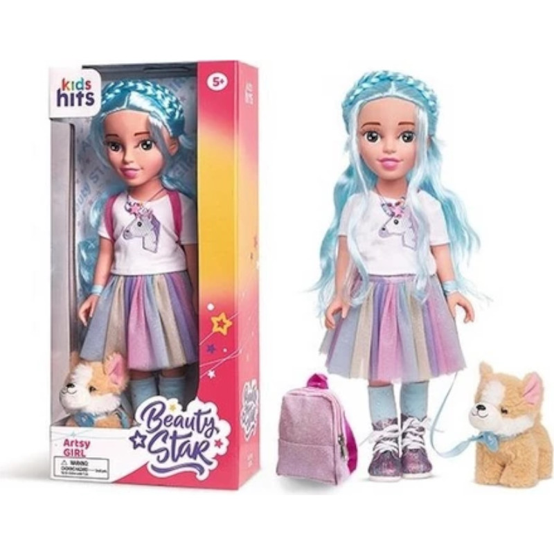 ΚΟΥΚΛΑ KIDS HITS 033-004 Κούκλα - Artsy Girl & Akita Dog - Image 1