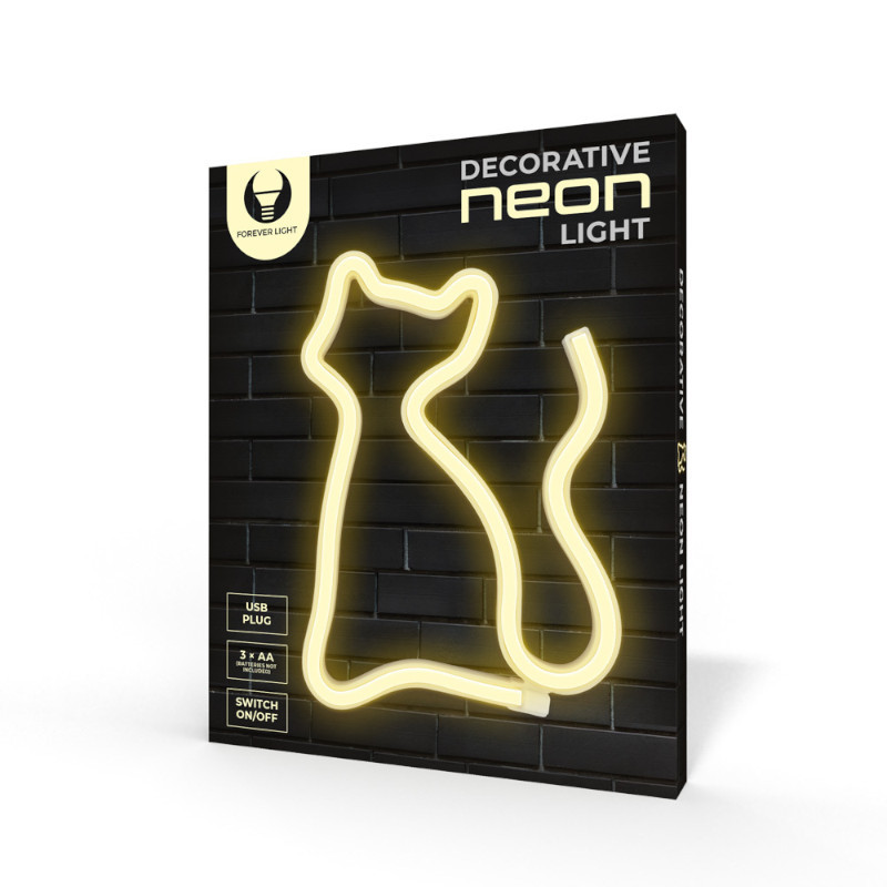 Neon LED Lamp Cat Warm White2 Φωτιστικό Neon LED – Cat/Warm White - Image 1