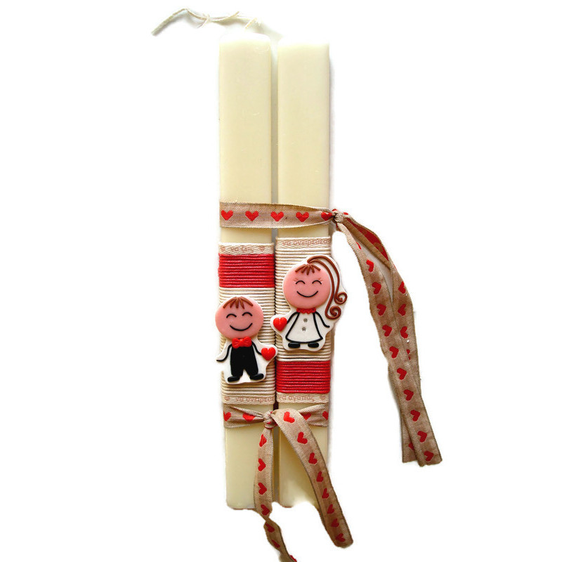 ΛΑΜΠΑΔΑ ΖΕΥΓΑΡΙ Χειροποίητη Λαμπάδα Διπλή - Ζευγάρι - Image 1