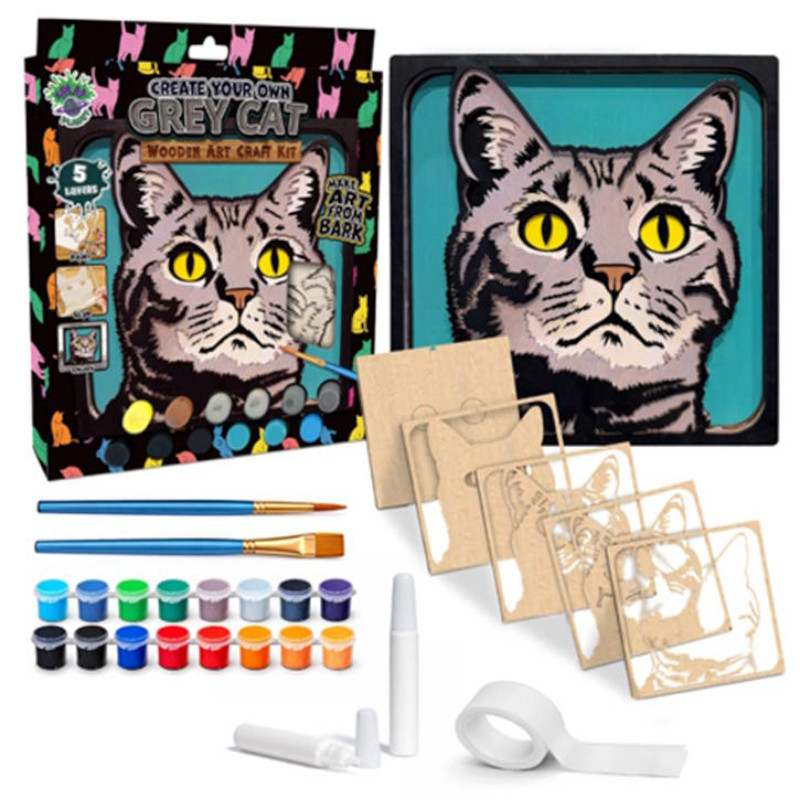 SPLAT PLANET SP-WA-GREY-CAT Ξύλινο Σετ Χειροτεχνίας - Grey Cat (25x25εκ) - Image 1