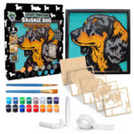 Ξύλινη 3D Κατασκευή Ζωγραφικής – Sausage Dog (25×25εκ)