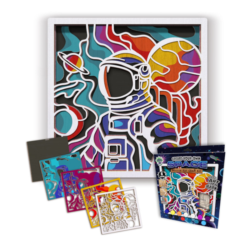 SPLAT PLANET SP-WA-SPACE Ξύλινη 3D Κατασκευή Ζωγραφικής - Space Scene (25x25εκ) - Image 1