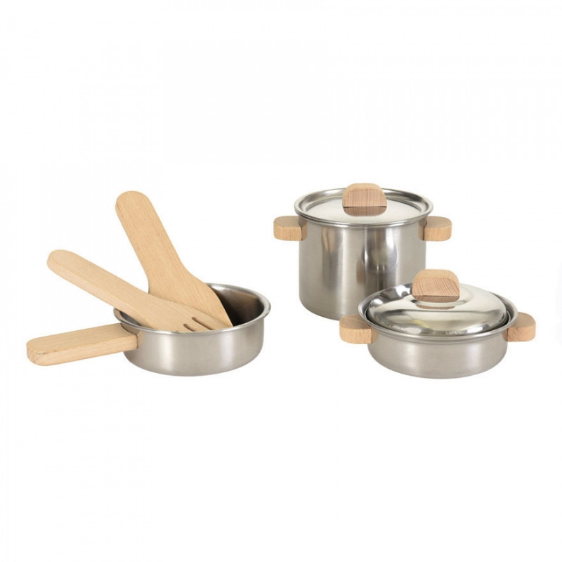 EGMONT TOYS 540060 ΣΕΤ ΚΑΤΣΑΡΟΛΕΣ ΤΗΓΑΝΙ Μεταλλικό Σετ Κατσαρόλες και Τηγάνι με Ξύλινες Λαβές - Image 1
