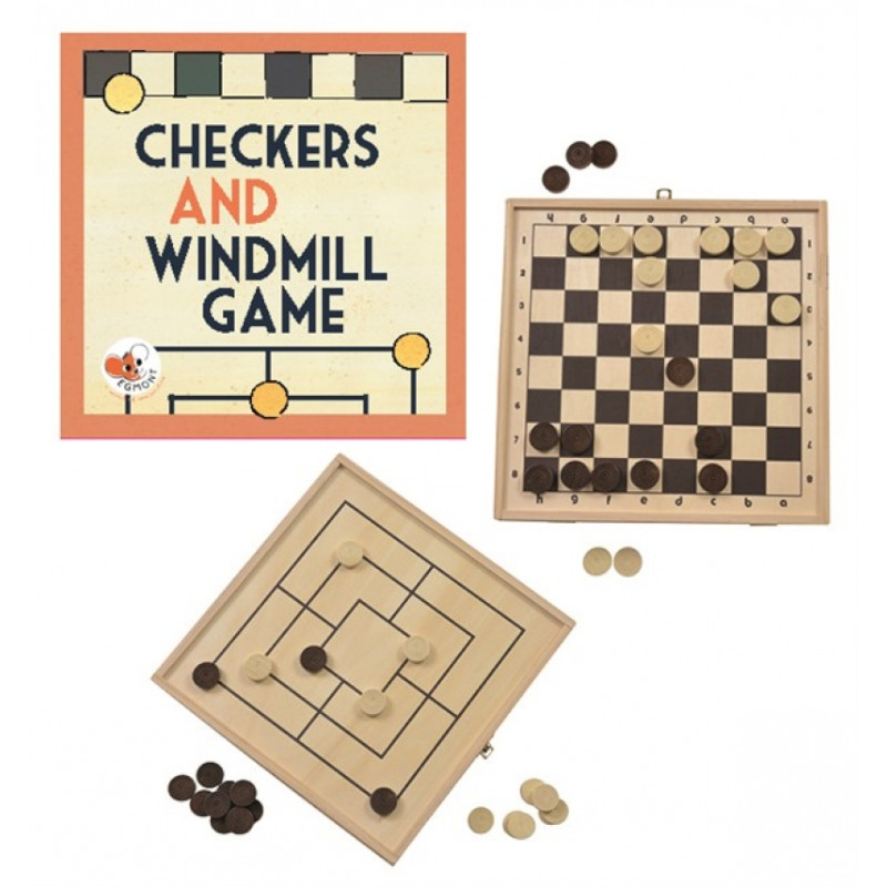 EGMONT TOYS 571012 CHECKERS WINDMILL Ξύλινο Επιτραπέζιο Παιχνίδι (2 σε 1) Ντάμα & Ανεμόμυλος - Image 1