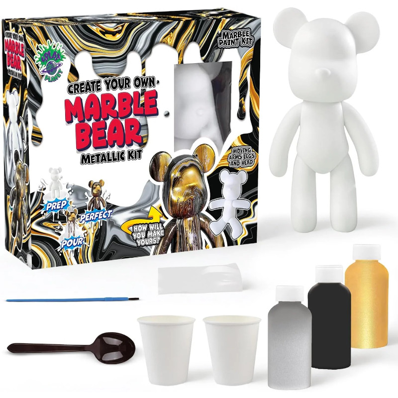 SPLAT PLANET MARBLE BEAR METALLIC Κατασκευή Fluid Art - Metallic Marble Bear Kit (23εκ) - Image 1