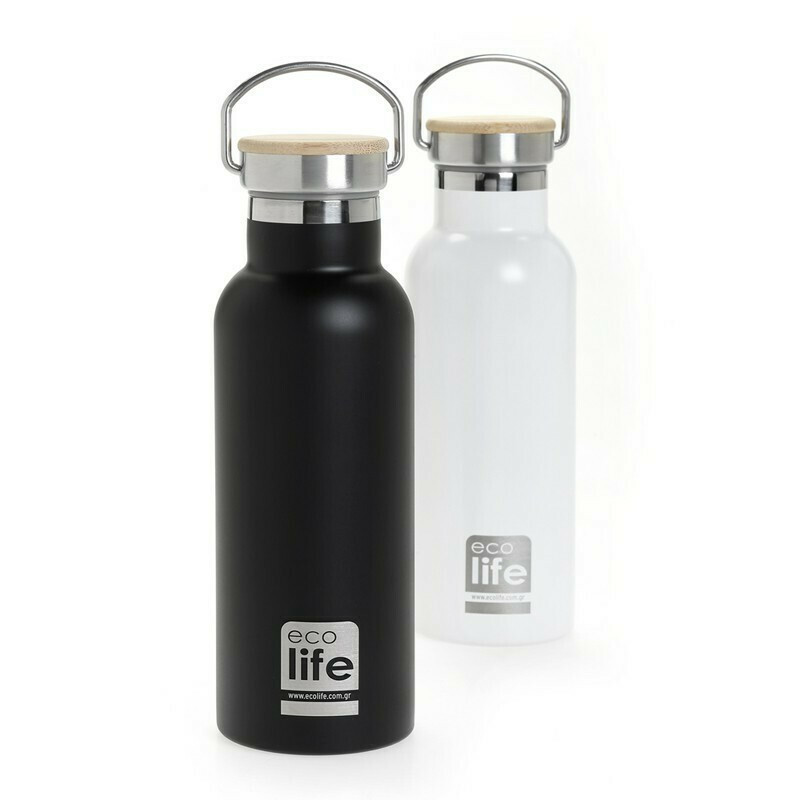 ΘΕΡΜΟΣ ΑΝΟΞΕΙΔΩΤΟ ECOLIFE 3028B Ανοξείδωτο Θερμός (500ml) - Bamboo Lid - Image 1