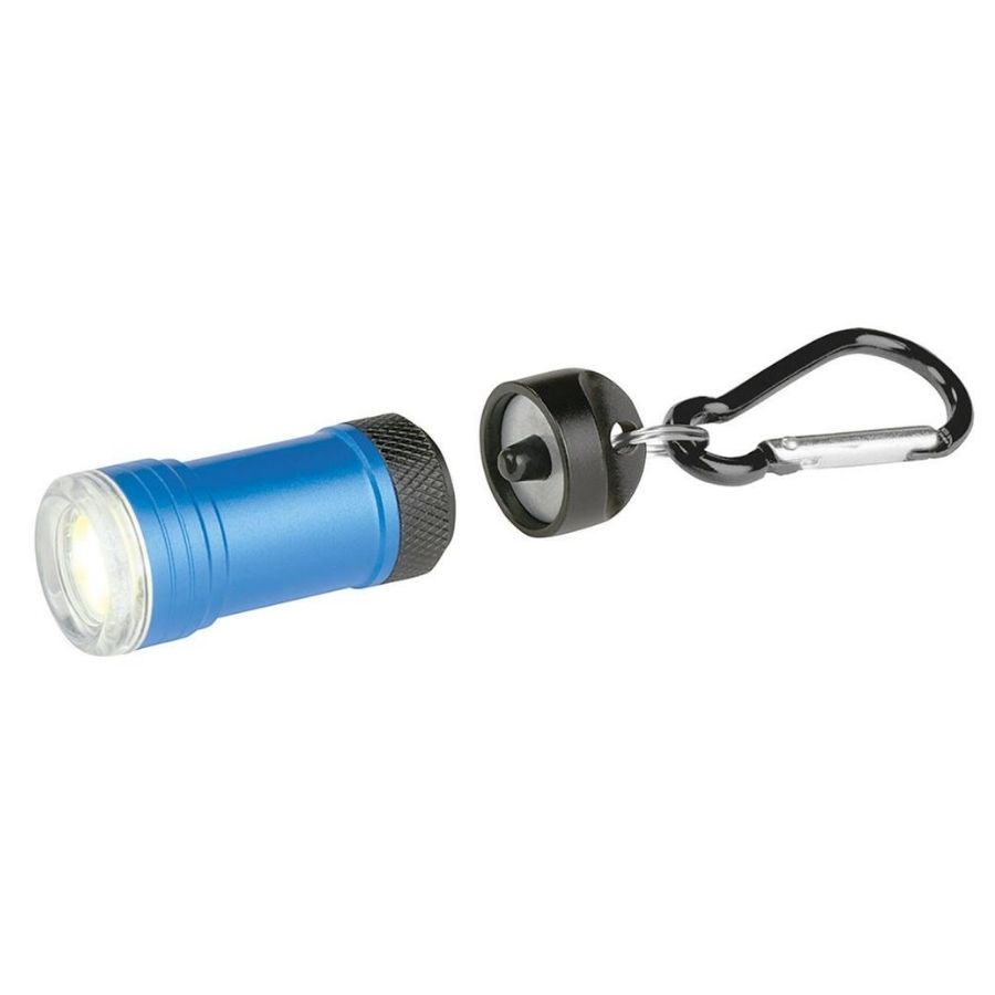 Magnetic flashlight with carabiner 12 cm blue