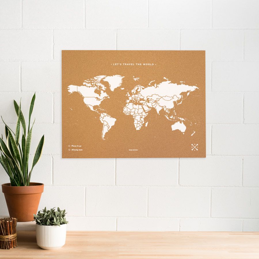 Παγκόσμιος Χάρτης από Φελλό XL - Λευκό