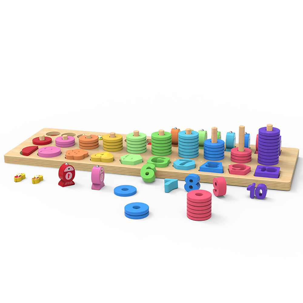 4 in 1 Wooden Rainbow Stacking Fishing Number Puzzle4